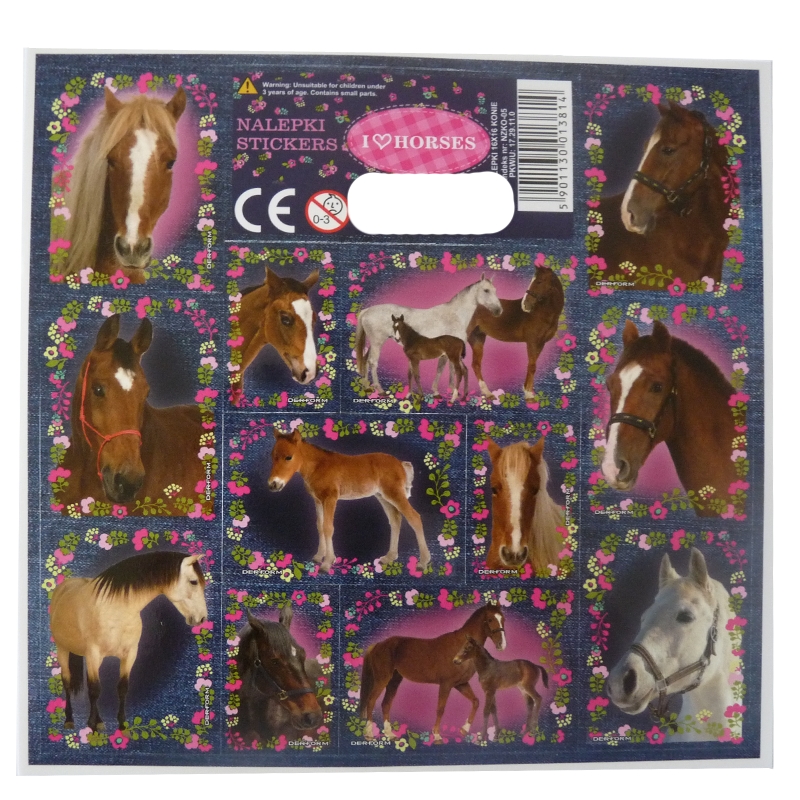 Planche De 12 Stickers Autocollants I Love Horse