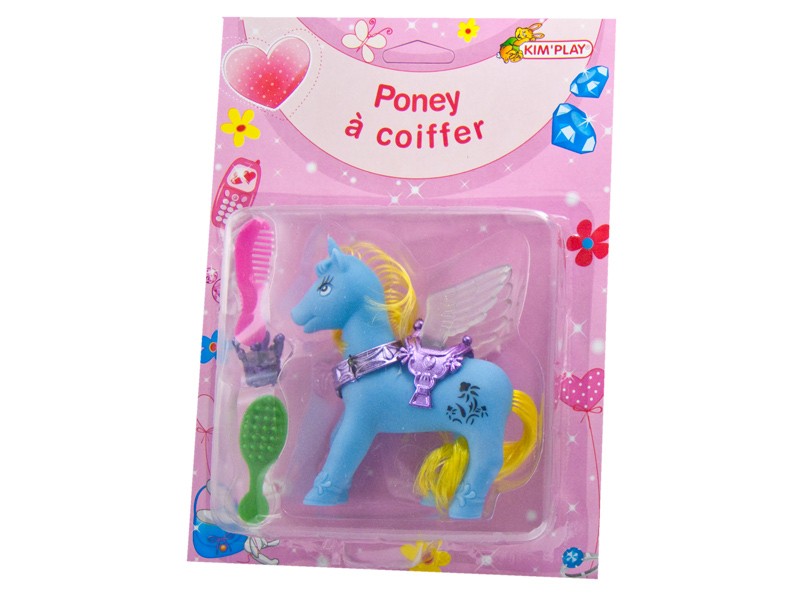 Poney à coiffer bleu