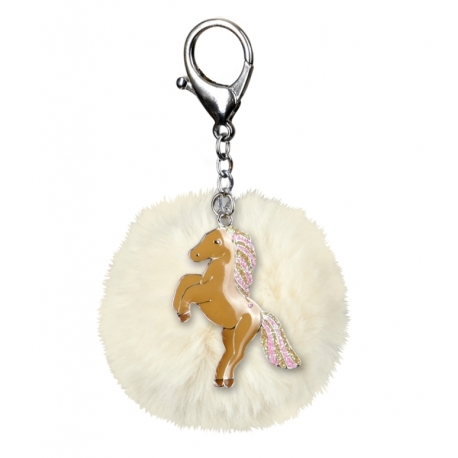 Porte-Clés Cheval Scintillant Avec Pompon
