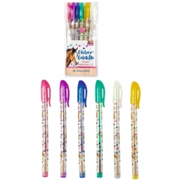 Set De 6 Stylos Gel Pailletés Cheval