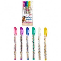 Set De 6 Stylos Ecriture Pailletée Cheval