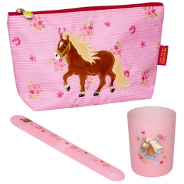 Trousse De Toilette Garnie Cheval Rose