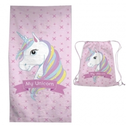 Drap De Bain Licorne + Sac 2 en 1