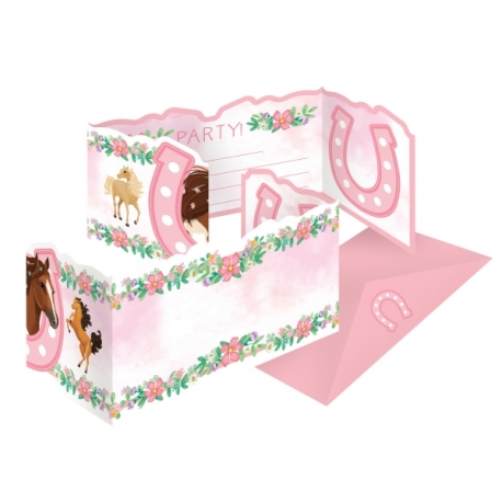 Pack 6 cartes d'invitation anniversaire Fille gateau