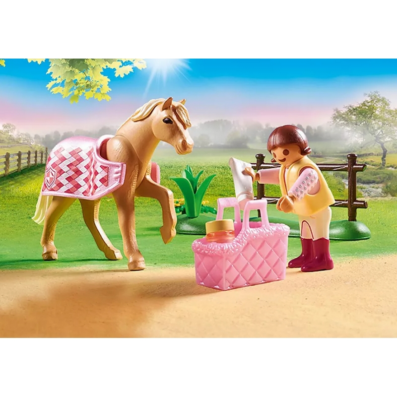 Playmobil 123 petite fille avec son chariot et son poney