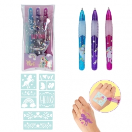 Tatouages Licorne Stylo Gel Pailleté
